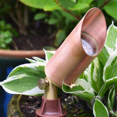 Low Voltage Garden Lights, Lumena Astros12v Outdoor Copper Spotlight in Flower Pot