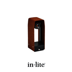 in-lite ACE 12v Outdoor landscape bollard light. in-lite official brand product in Corten colour finish, original lighting fixture designed and manufactured by in-lite.