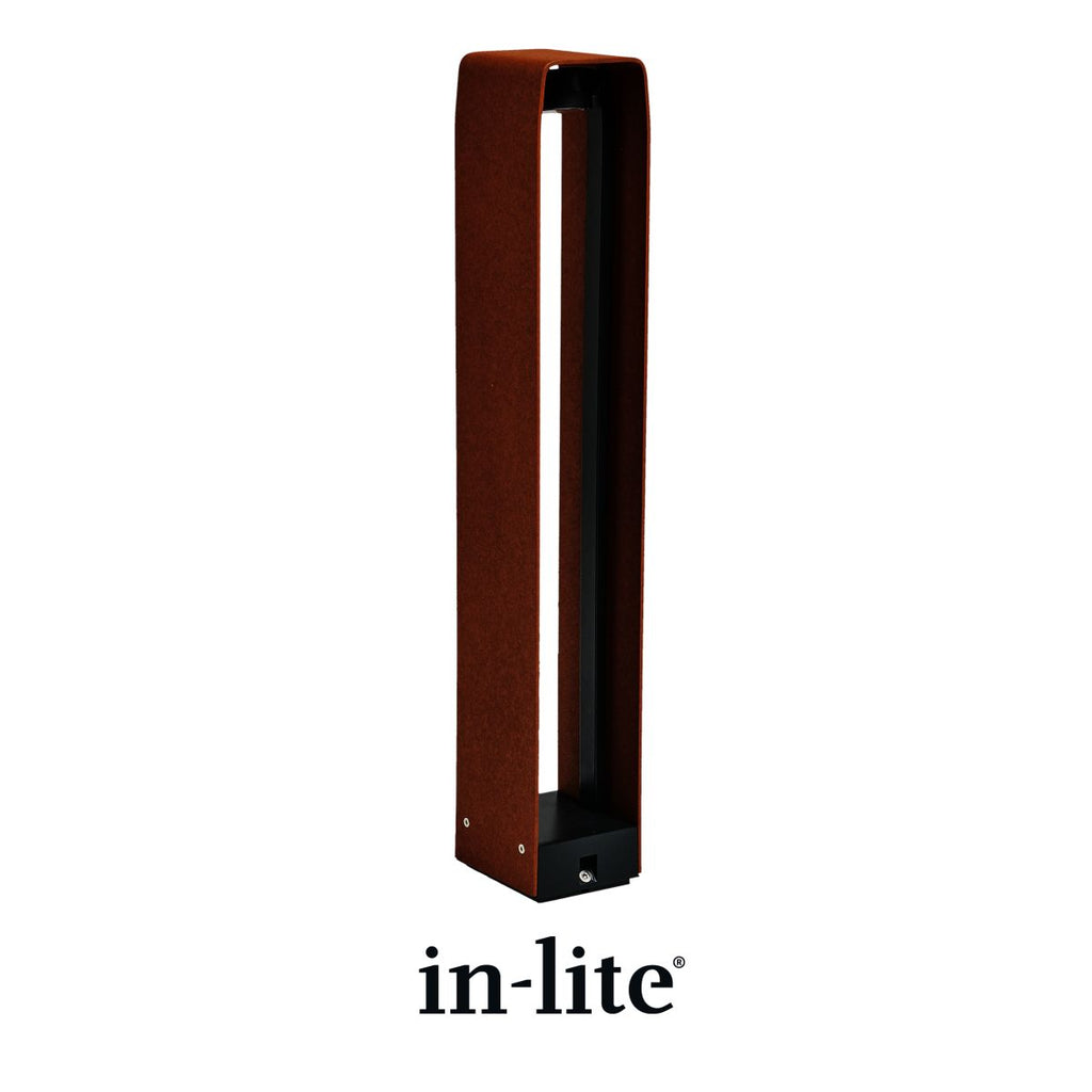 in-lite ACE HIGH Corten 12v Outdoor landscape bollard luminaire. in-lite official brand product, original lighting fixture designed and manufactured by in-lite.