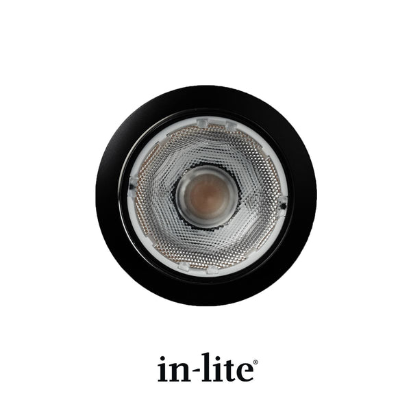 in-lite BIG FLUX 12v Outdoor Ground light for recessed lighting with a black bezel ring. in-lite official brand product, original architectural lighting fixture designed and manufactured by in-lite.