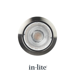 in-lite BIG FLUX 12v Outdoor Ground light for recessed lighting with a stainless steel bezel ring. in-lite official brand product, original architectural lighting fixture designed and manufactured by in-lite.