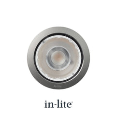 in-lite BIG FLUX NARROW 12v Outdoor Ground light for recessed lighting with a pearl grey bezel ring. in-lite official brand product, original architectural lighting fixture designed and manufactured by in-lite.