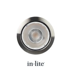 in-lite BIG FLUX NARROW 12v Outdoor Ground light for recessed lighting with a stainless steel bezel ring. in-lite official brand product, original architectural lighting fixture designed and manufactured by in-lite.