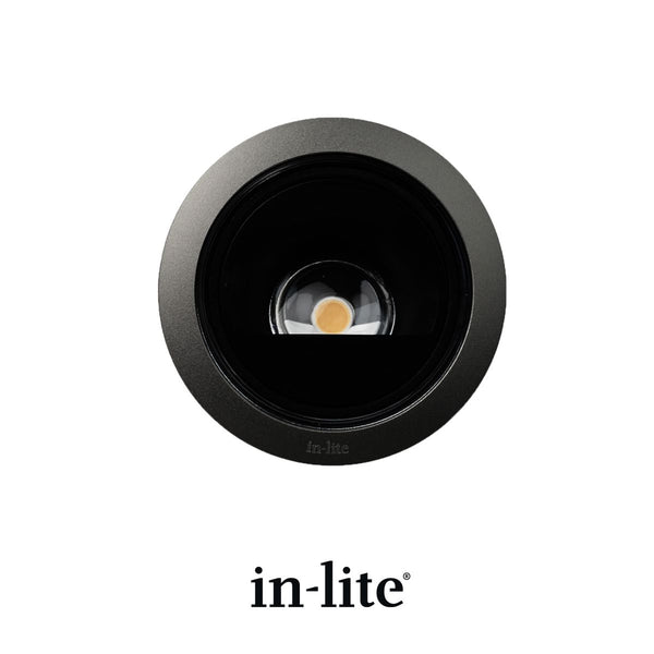 in-lite LUNA 12v Outdoor Ground spotlight with pearl grey bezel surface ring. in-lite official brand product, original lighting fixture designed and manufactured by in-lite.