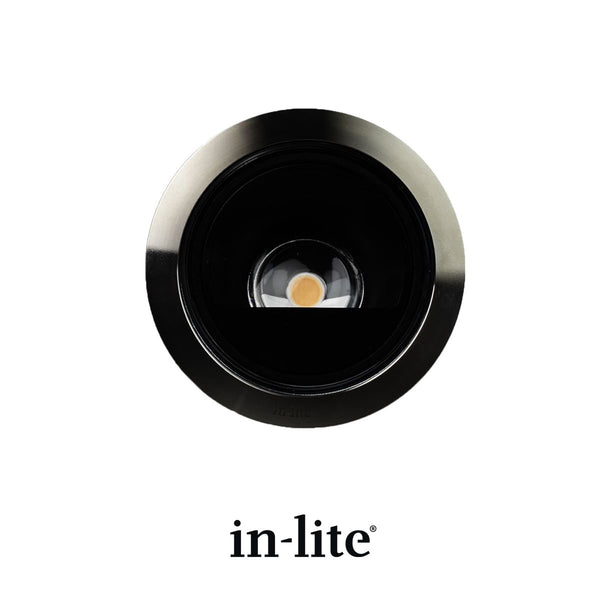 in-lite LUNA 12v Outdoor Ground spotlight with stainless steel bezel surface ring. in-lite official brand product, original lighting fixture designed and manufactured by in-lite.