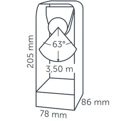 Technical drawing of in-lite ACE 12v Outdoor landscape bollard light with dimensions labeled.