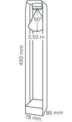 Technical drawing of in-lite ACE HIGH 12v Outdoor landscape bollard light with dimensions labeled.