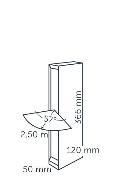 Technical drawing of in-lite EVO LOW DARK 12v Outdoor landscape bollard light with dimensions labeled.