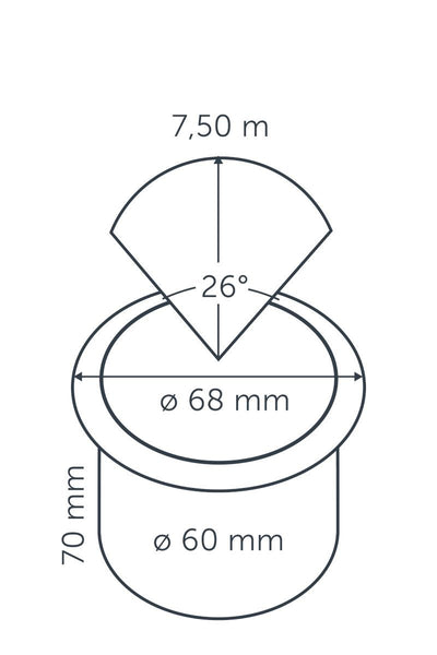 Technical drawing of in-lite BIG FLUX 12v Outdoor Ground Lights for recessed lighting with dimensions labeled.