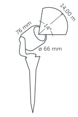 Technical drawing of in-lite BIG SCOPE NARROW 12v Outdoor spotlight with dimensions labeled.