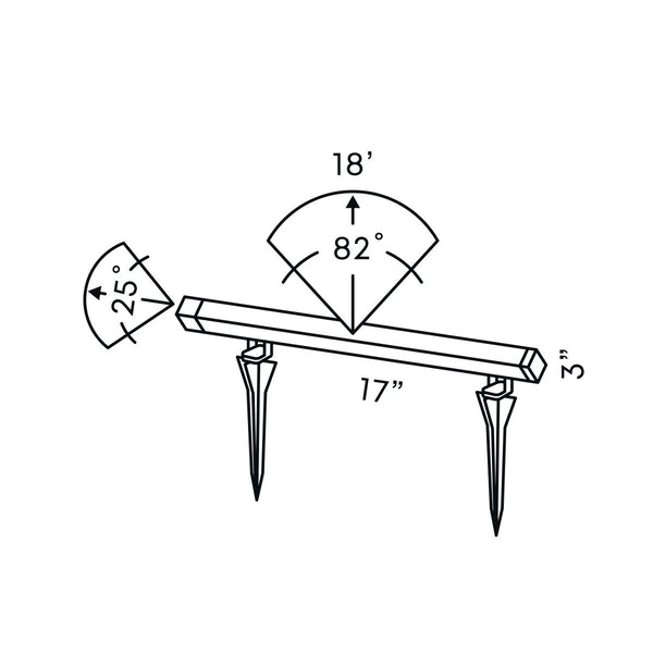 Technical drawing of in-lite EVO FLOOD 12v Outdoor landscape floodlight with dimensions and specifications labeled in inches.