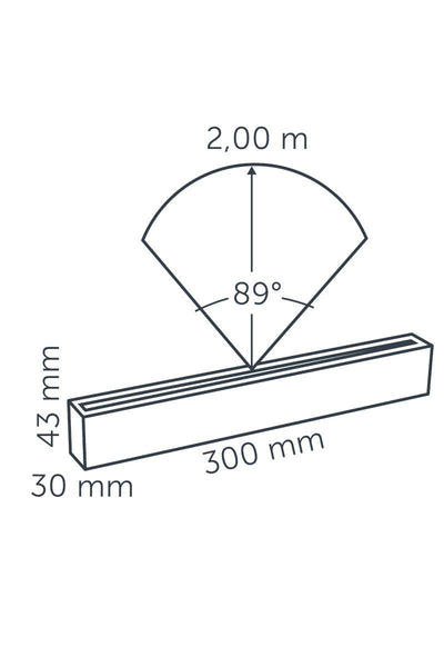 Technical drawing of in-lite EVO GROUND 300 12v Outdoor landscape linear ground light with dimensions and specifications labeled.