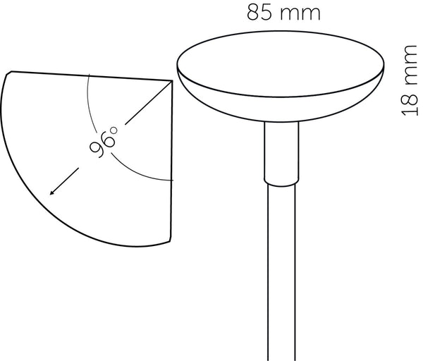 Technical drawing of in-lite SWAY 12v Outdoor flexible bollard light with dimensions labeled.