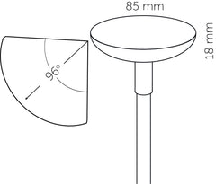 Technical drawing of in-lite SWAY 12v Outdoor flexible bollard light with dimensions labeled.