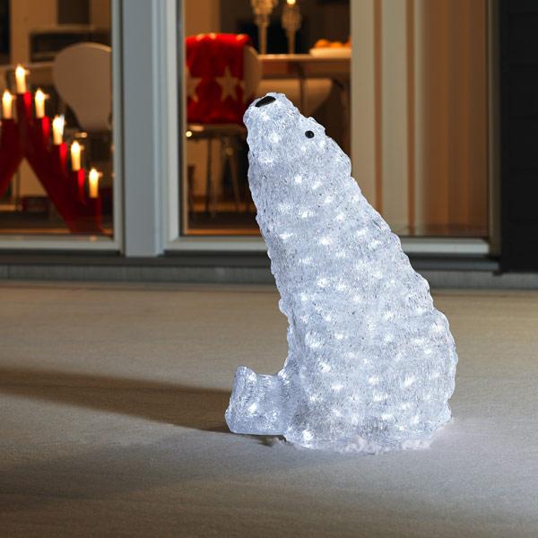Konstsmide acrylic sitting polar bear on patio