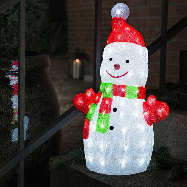 Konstsmide decorative outdoor LED snowman on steps