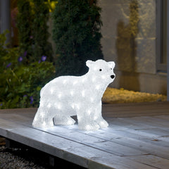 Konstsmide acrylic standing polar bear on decking