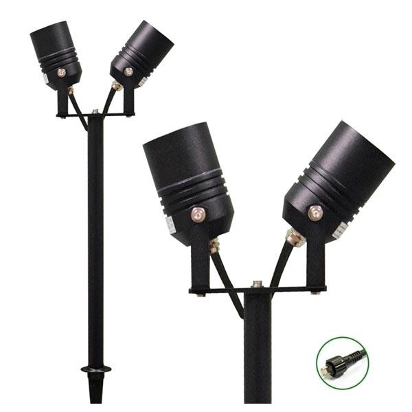 Low Voltage Garden Lights, Lumena AlvaLED 12v Outdoor Twin Spotlight - black