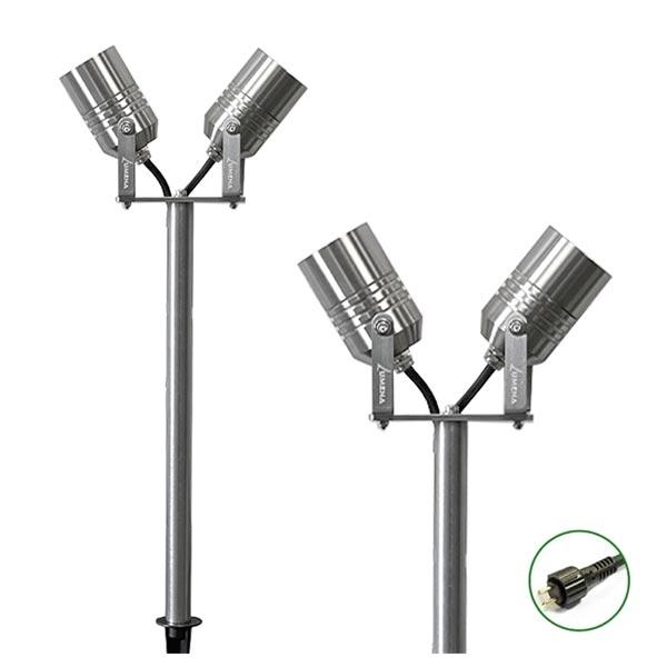 Low Voltage Garden Lights, Lumena AlvaLED 12v Outdoor Twin Spotlight - stainless steel