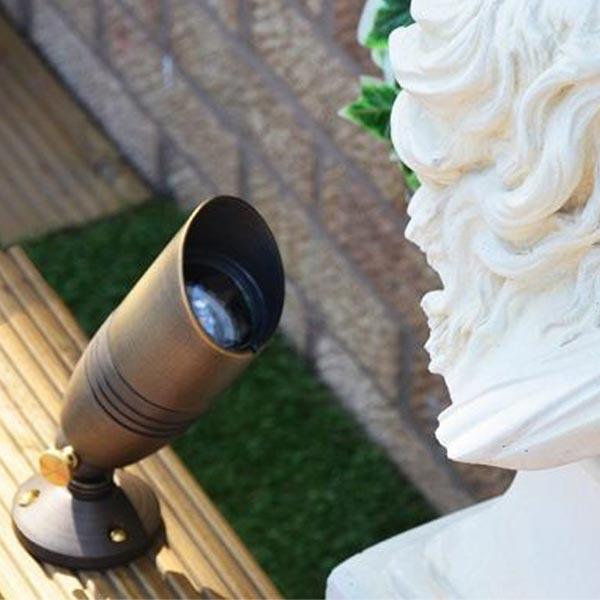 Low Voltage Garden Lights,  Lumena Director 12v Outdoor Spotlight Mounted on Deck